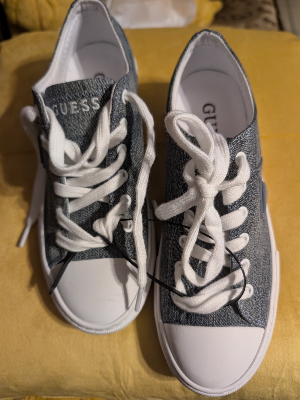 GUESS Kids Denim-Style Gray & White Lace-Up Sneakers - Picture 3 of 13